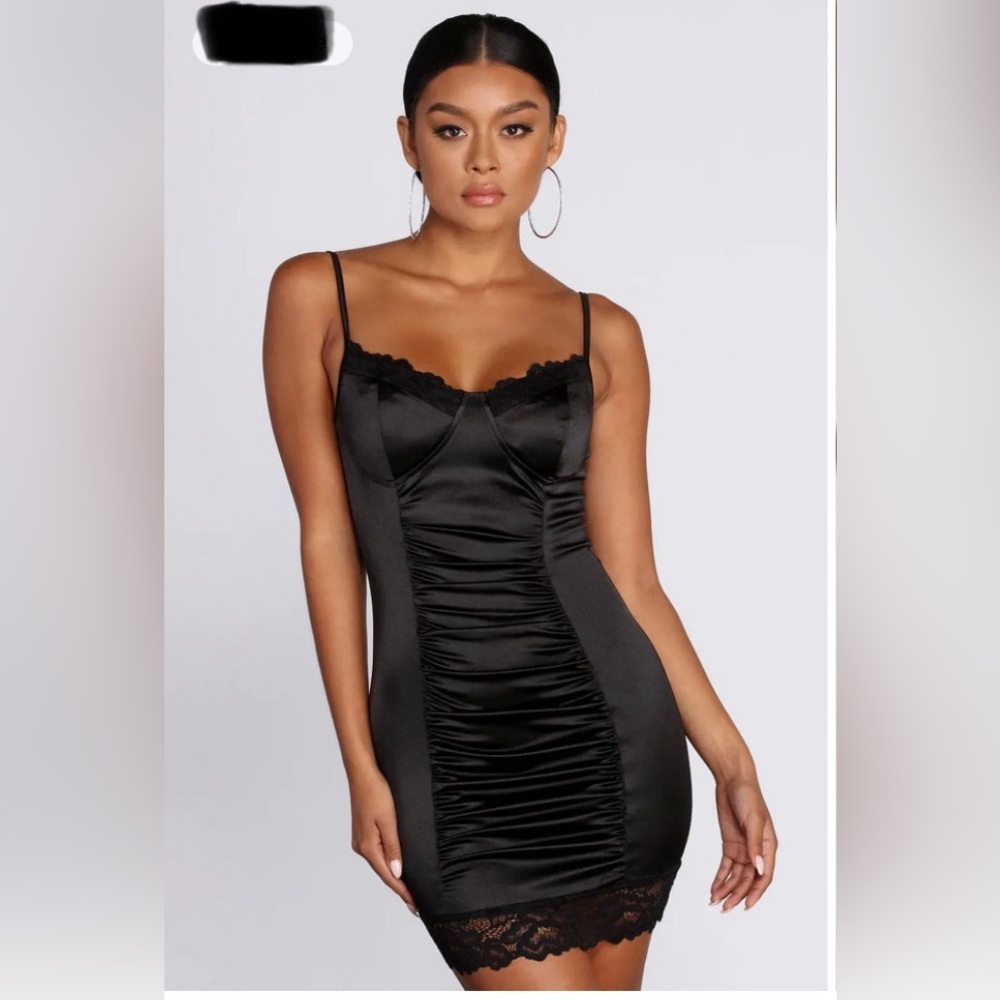 Windsor Black Satin Lace Chemise